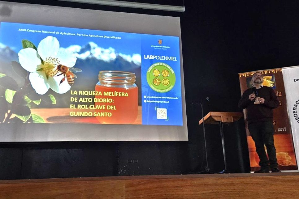 Académico UdeC expuso sobre miel monofloral de guindo santo en Congreso Red Apícola Nacional 2025